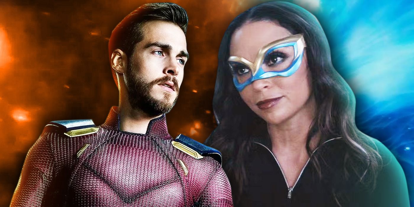 A split image shows the Arrowverse's Mon El and Cecile Horton