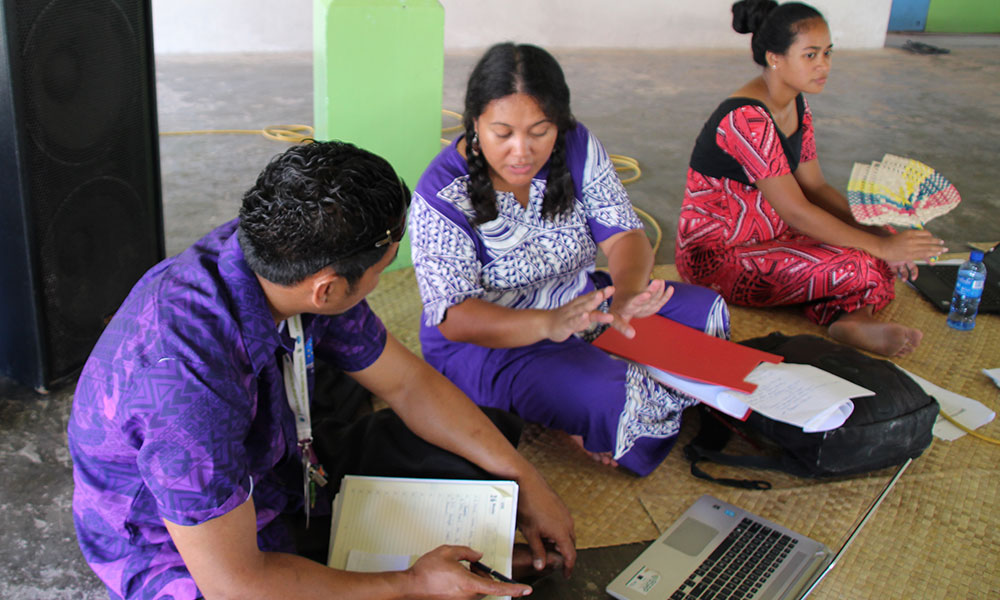 Community consultations on the TCAP project happening. Nanumea Island, Tuvalu, Nov 2017. Photo: UNDP/Jone Feresi