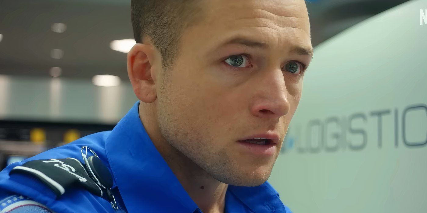 Taron Egerton parece nervoso em Carry-On.