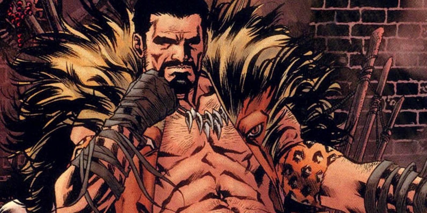 Kraven sentado em uma cadeira em quadrinhos