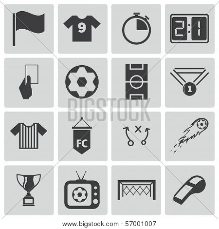 Vector black  soccer  icons set