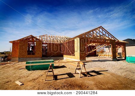 Construction of new home house residence residential building build construct