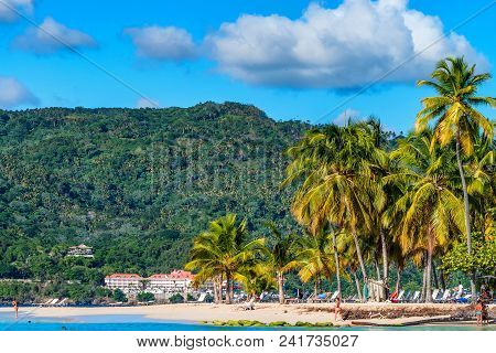 Samana, Dominican Republic - October 31, 2015: View Of Beach And Hotel In Samana, Dominican Republic