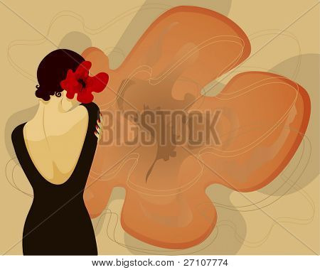 Girl With A Flower (editable vector). In the gallery also available XXL jpeg image made from this vector