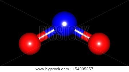 Nitrogen dioxide is the chemical compound with the formula NO2. Nitrogen dioxide is an air pollutant. 3d illustration