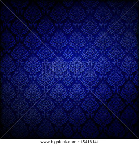 Royal Blue Dark Damask Background, Tile Seamlessly