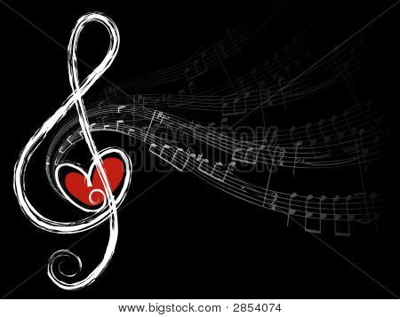 TREBLE amor y notas de música (Vector)