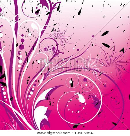 Flower grunge background 	
Pink white black Funny curls VECTOR (See Jpeg Also In My Portfolio)