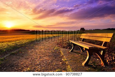 Colorful Sunset In Rural Idyll