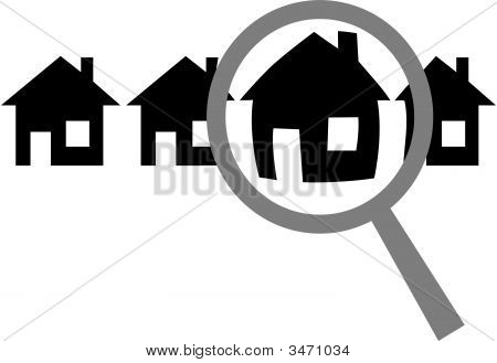 Magnifying Glass To Find Choose Inspect Home Or Website In Row