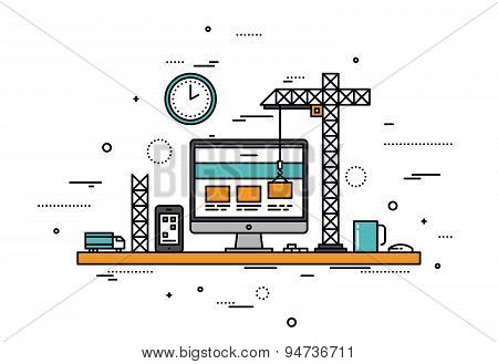 Website Construction Line Style Illustration