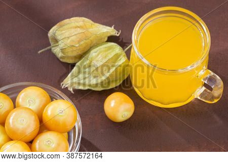 Uchuva Juice - Physalis Peruviana. Text Space