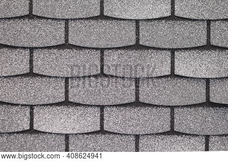 Flexible Roof Tiles, Texture Background. Roofing Shingles Black And Gray Color, Roof Tile Texture. R