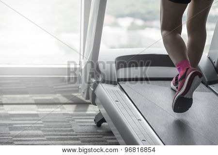 Unknown Woman Wear Pink Running Shoes Workout Split Tone