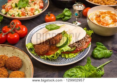 Table Served With Middle Eastern Traditional Dishes