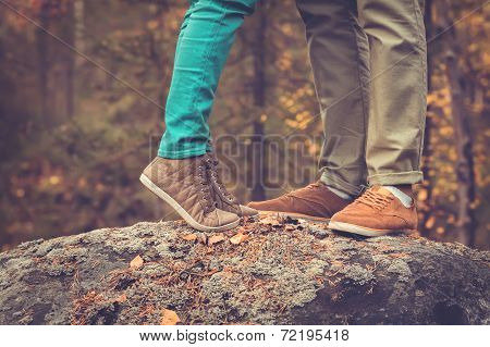 Couple Man and Woman Feet in Love Romantic Outdoor