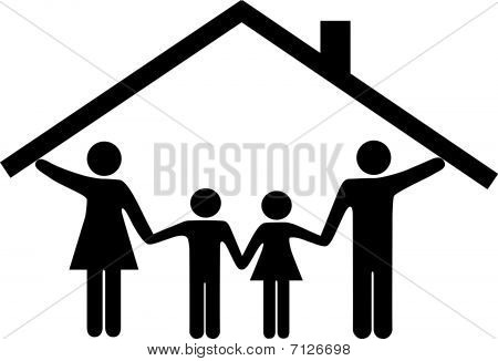 House Family Parents And Children Under Home Roof