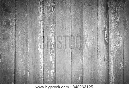 Gray And White Old Wood  Plank Texture Background. Top View Of Weathered Wooden Table. Vintage Wood 