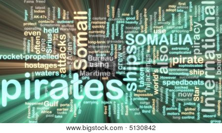 Somali Piracy Wordcloud Glowing