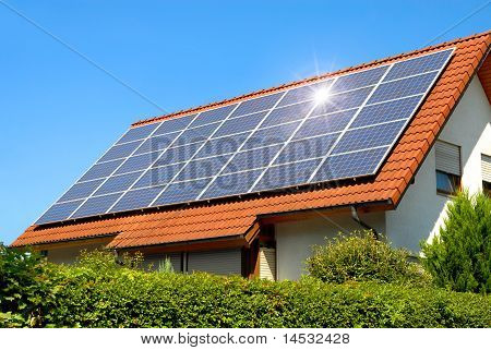 Solar Panel On A Red Roof