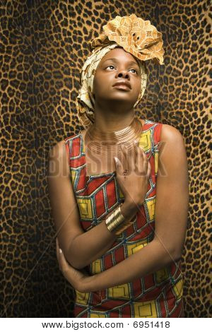 Young African American Woman In Traditional African Dress