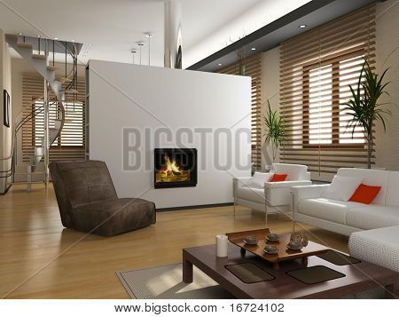 modern private interior (3D rendering)