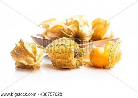 Physalis peruviana. Cape Gooseberry or ground cherries fruit isolated on white background.