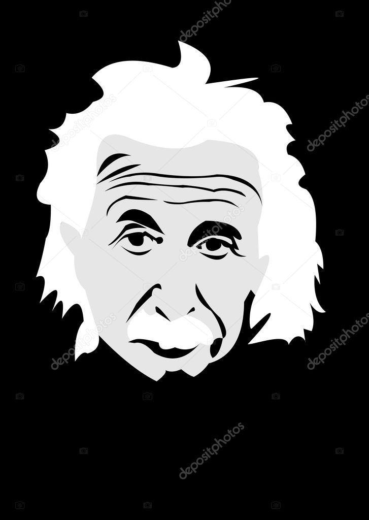 Black and White portrait of Albert Einstein Stock Vector Image by ...