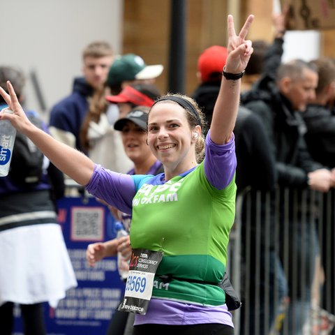 Paige Moeller running for Oxfam at London Marathon 2023.