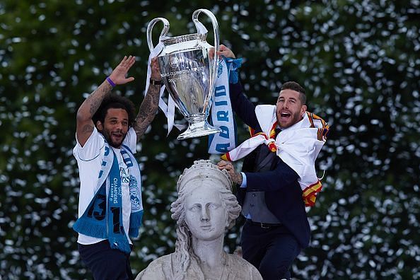 Real Madrid Celebrate After Victory In The Champions League Final Against Liverpool