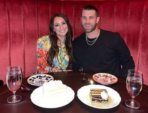 Bryce Harper with his wife