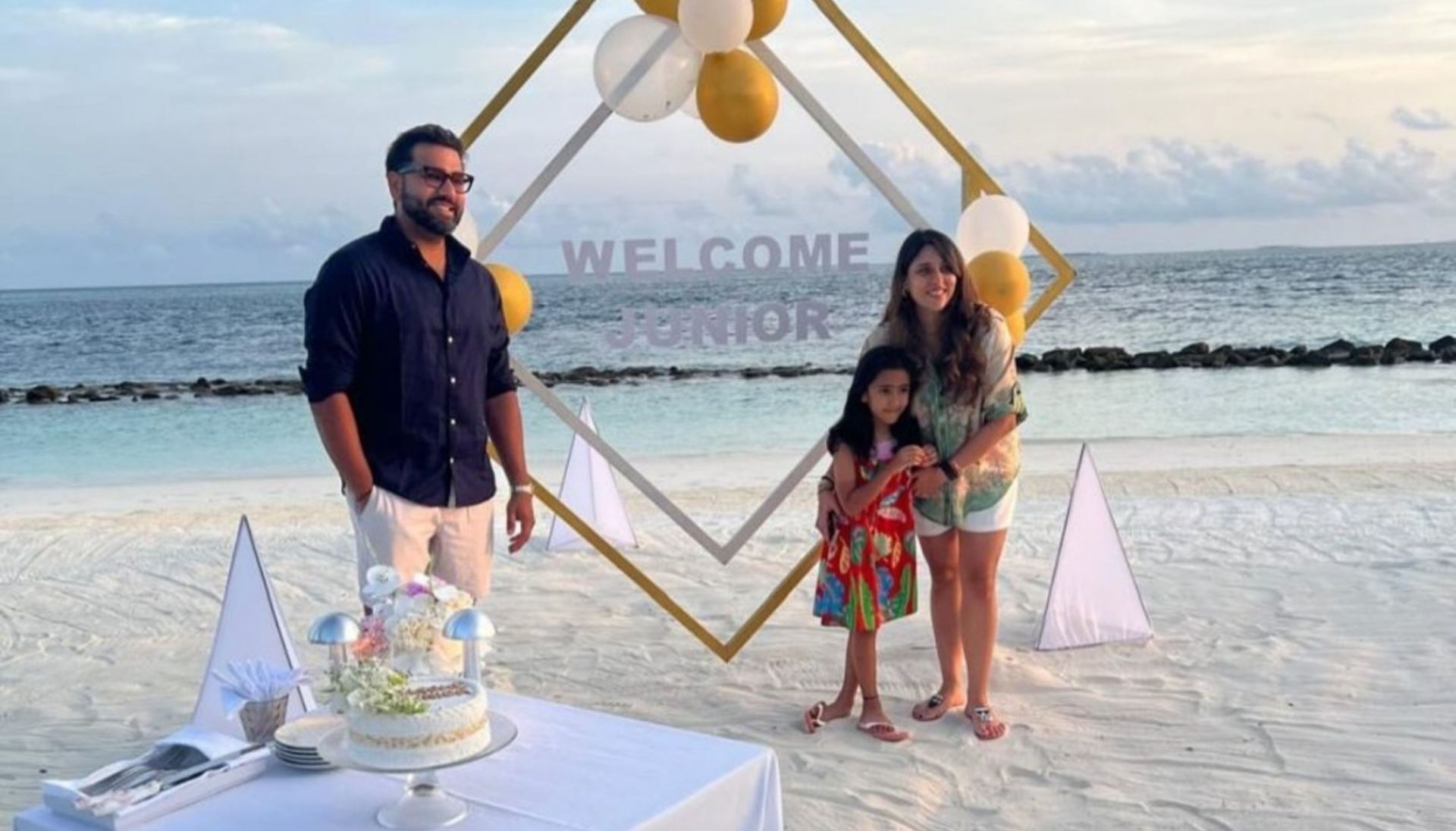 Rohit Sharma with his wife and daughter. (Image: Ritika Sajdeh/Instagram)