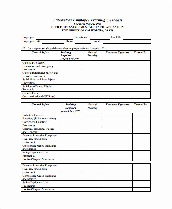 Employee Training Program Template Unique Employee Safety Training Checklist Template Templates