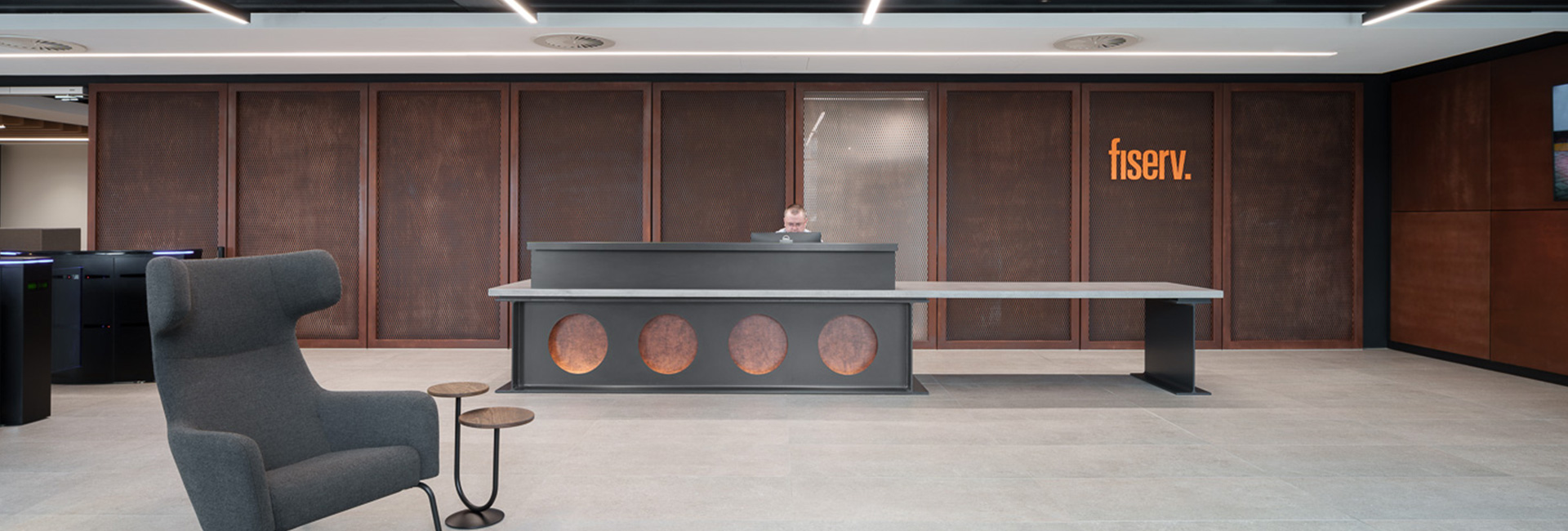 Interior view of Fiserv lobby