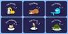 Six tiles, each one showing a Fitbit Premium's Sleep Animal at rest: giraffe, bear, dolphin, hedgehog, parrot and tortoise