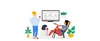 Illustration of two people watching Google TV