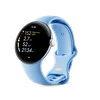 A Google Pixel Watch 2 with a blue band shows exercise mode on its display. At the top is the heart rate, which reads “152 vigorous bpm.”