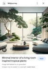 This image shows an example of how markups on images self-labeled as AI generated will look for the publisher Midjourney. It shows an AI generated living room with a tree, couch and other features.