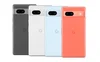 Pixel 7a in all four colors: Charcoal, Snow, Sea and Coral