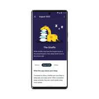 Fitbit Premium in-app screen picturing a sleeping giraffe with explanations of the sleeper type.