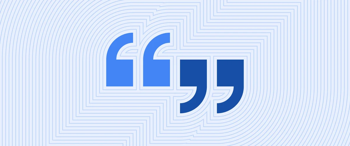 A stylized image of quotation marks.