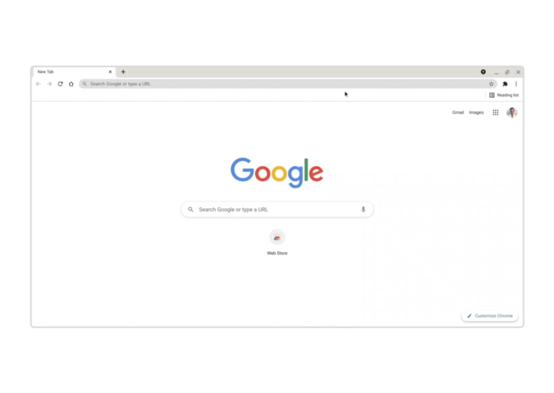 Animation showing how you can run Chrome’s safety check by typing “safety check” into the address bar