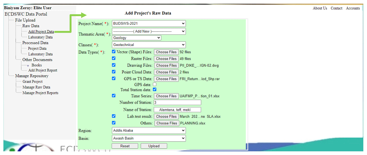 Raw data uploading module