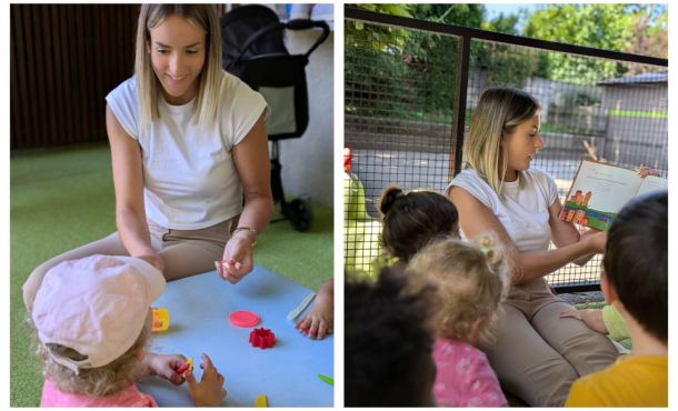 Heloïse propose des activités aux enfants.