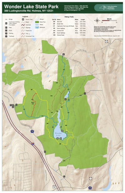 New York State Parks Wonder Lake State Park Trail Map digital map