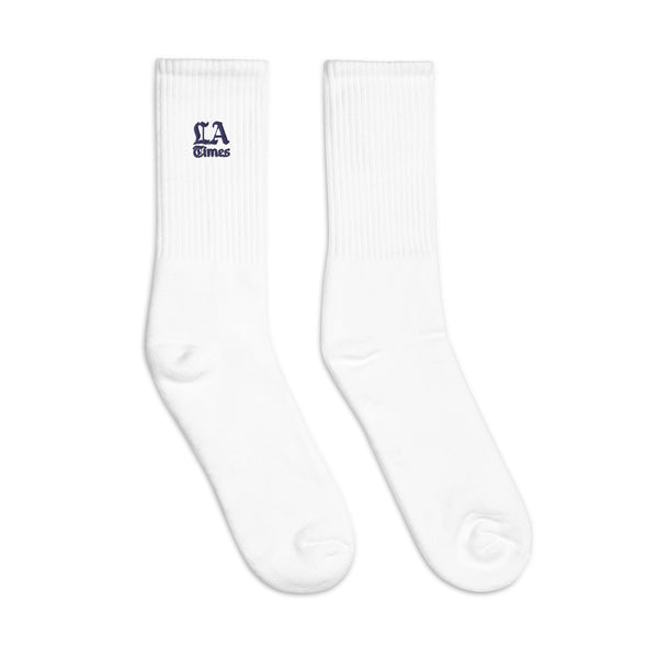 L.A. Times Embroidered Socks in White/Navy