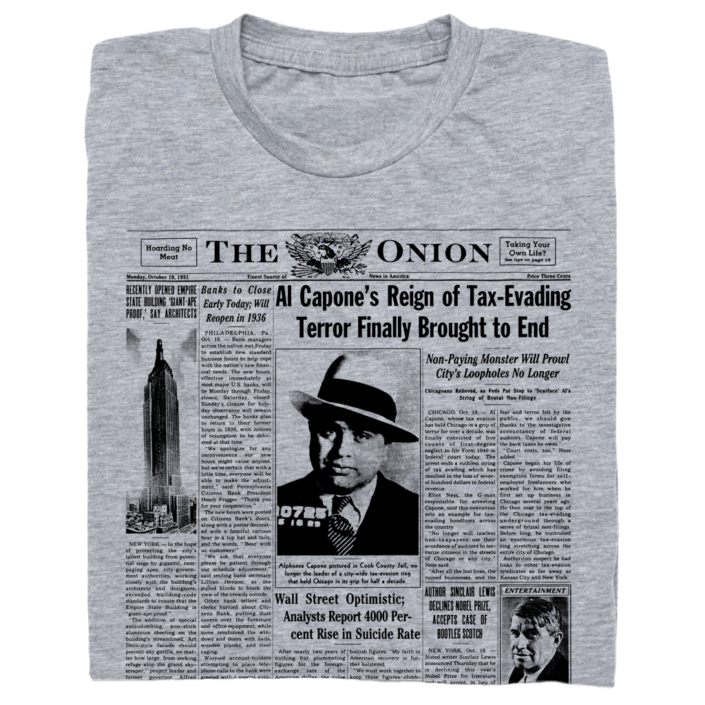 'Al Capone's Reign' Vintage Front Page T-Shirt