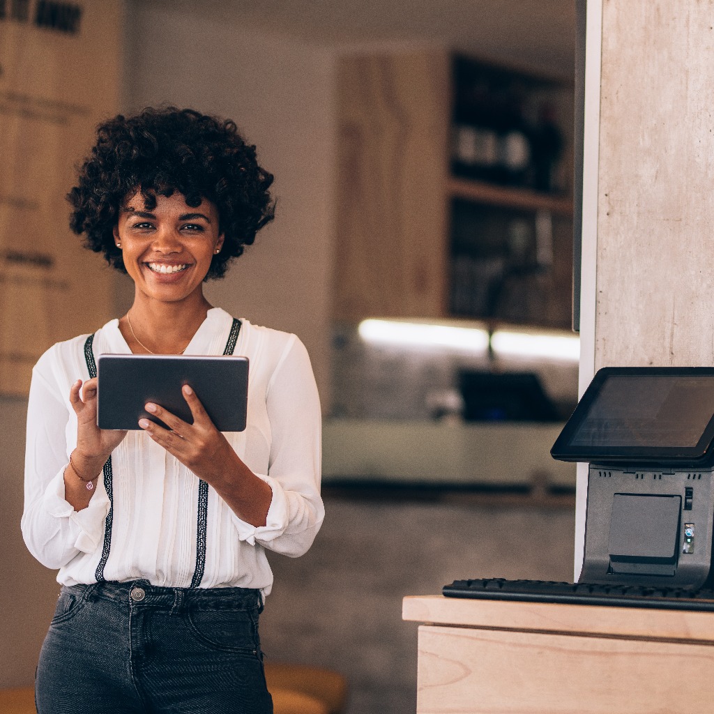 Female restaurant manager with a digital tablet