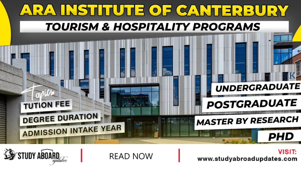 Ara Institute of Canterbury Tourism & Hospitality Programs