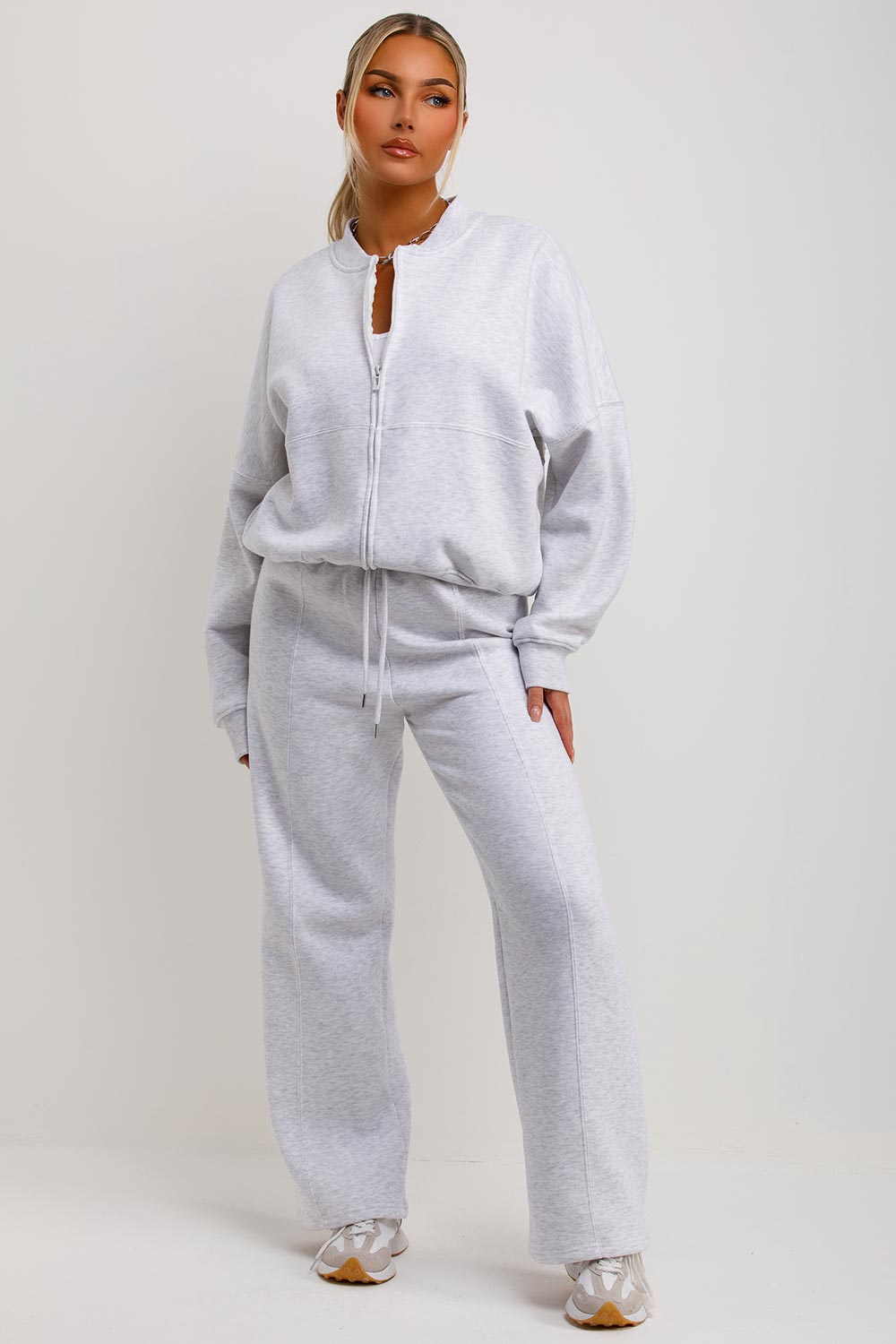 zara womens bomber sweatshirt and straight leg joggers loungewear set 